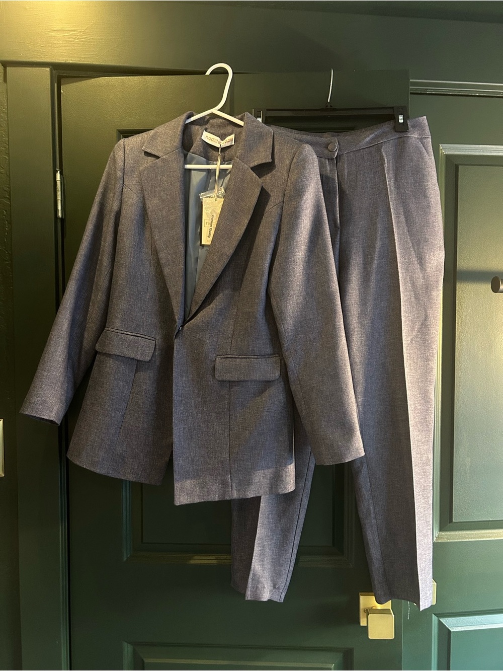 Two-Piece Blazer and Trousers in Heathered Blue